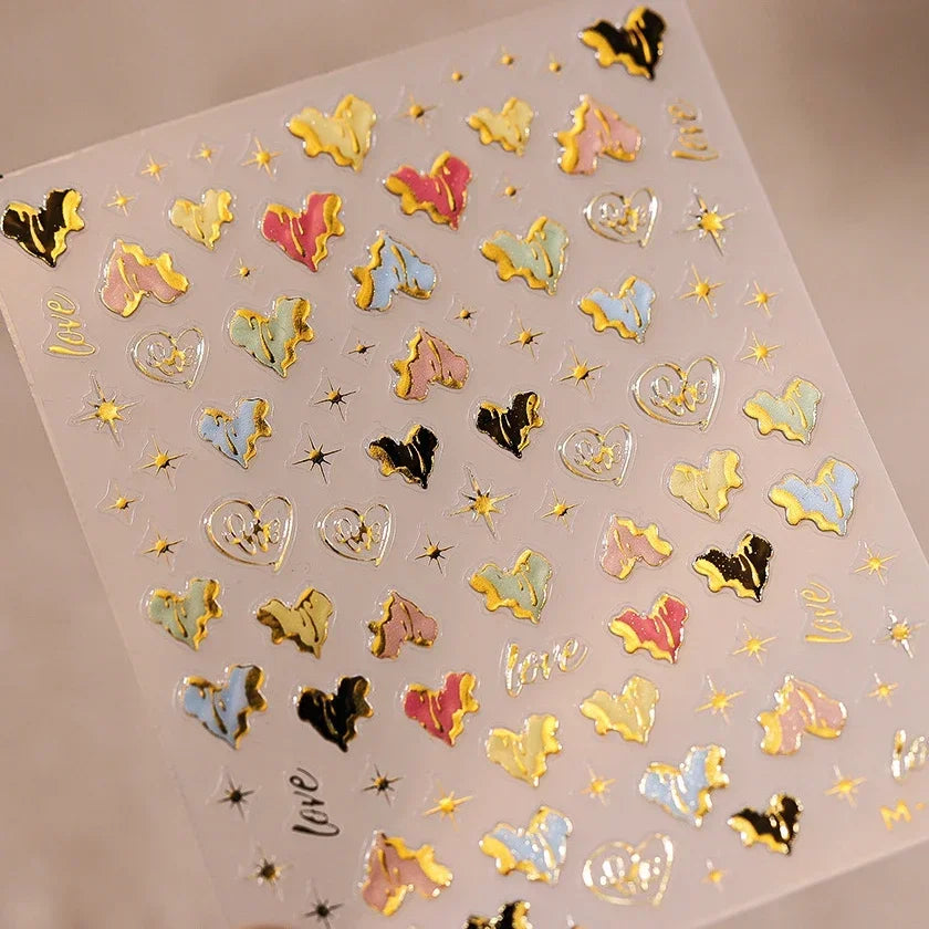 Chinese Style Gold Stamped God Deer Moon Auspicious Clouds Crane Lotus Flower 3D Self-adhesive Nail Art Stickers Manicure Decals (ONLINE ORDER ONLY)