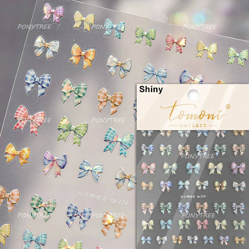 Delicate Jelly chic Bowknot Silk Ribbon Knot Star Shiny Dreamy Self Adhesive Nail Art Decorations Sticker Dressy Manicure Decals (ONLINE ORDER ONLY)