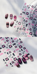 Graffiti Line Love Heart Cool Personal Hollow Out English Letter Y2k Self Adhesive Nail Art Decorations Sticker Manicure Decals (ONLINE ORDER ONLY)