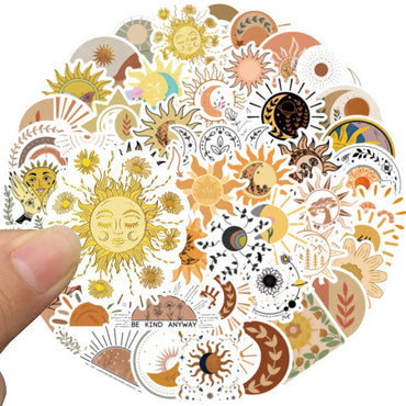 10/30/50PCS Sun Moon Bohemian  Aesthetic Stickers For Kids PVC Waterproof Skateboard Laptop Fridge Suitcase Bike Car Decals Gift (ONLINE ORDER ONLY)