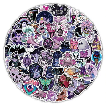 10/30/50/100PCS Horror Gothic Witch Halloween Cartoon Stickers Aesthetic Graffiti DIY Motorcycle Phone Laptop Wall Decal Kid Toy (ONLINE ORDER ONLY)