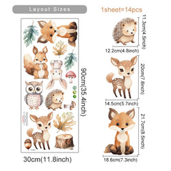 Cartoon Safari Animals Wall Stickers: Fox, Rabbit, Owl Nursery Decor (Online Order Only)