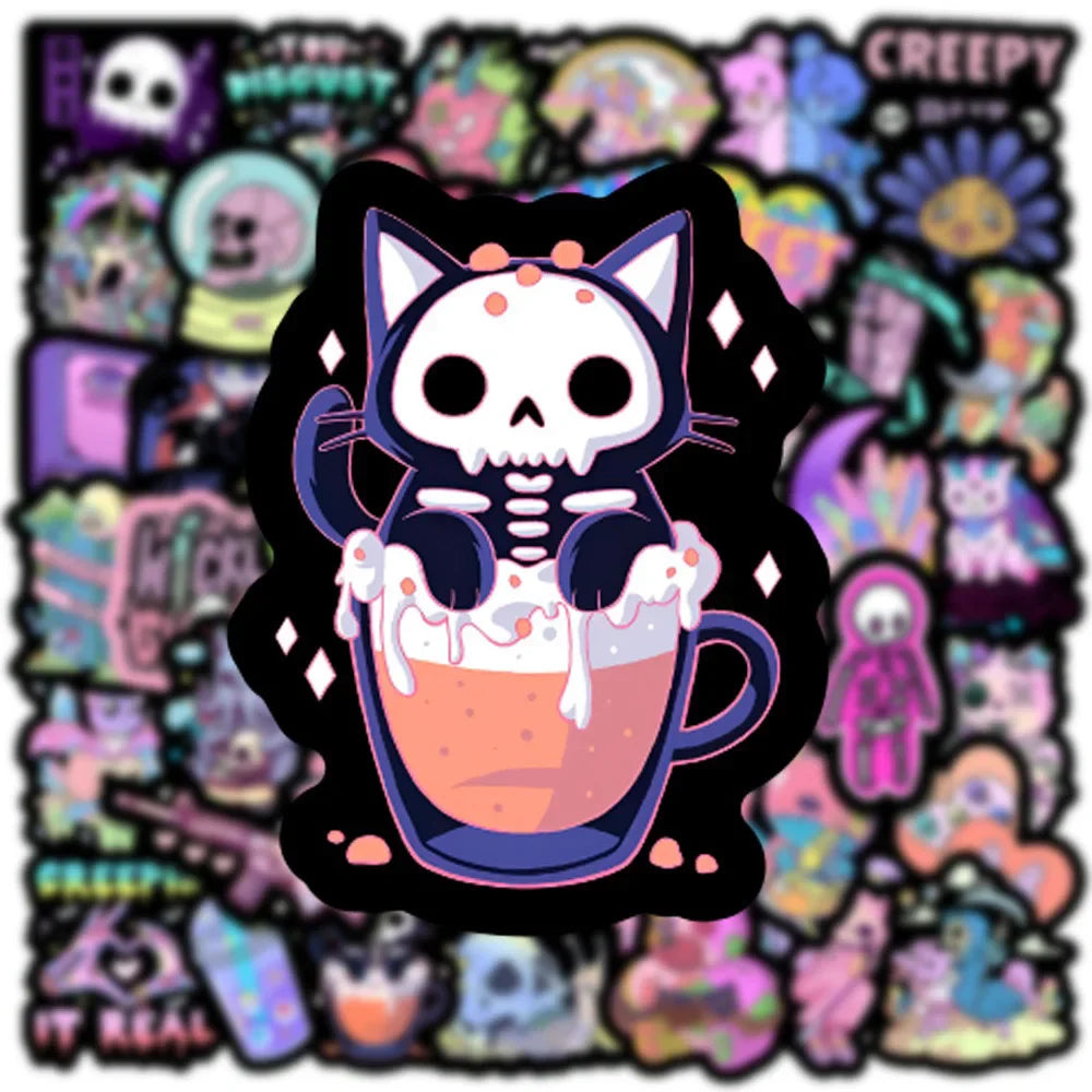Purple Gothic Horror Cartoon Stickers for Laptop, Luggage, Skateboard, DIY Decals (Online Order Only)