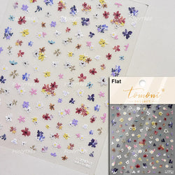 Colourful Dried Flower Petal Texture Peach Blossom Orchid Fragrant Bouquet 5D 3D Self Adhesive Nail Art Stickers Manicure Decals (ONLINE ORDER ONLY)