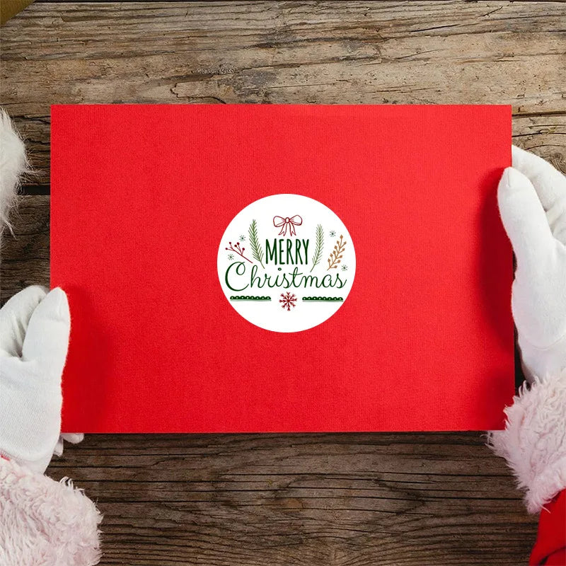 100-500pcs Merry Christmas Gift Decorative Stickers Round Thank You Labels Handmade Candy Biscuits Package Christmas Sticker (ONLINE ORDER ONLY)