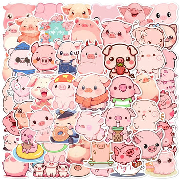 10/30/50PCS Kawaii Pink Pig PVC Sticker Aesthetic DIY Decoration Scrapbooking Stationery Hand Accounting Supplies for Kids (ONLINE ORDER ONLY)