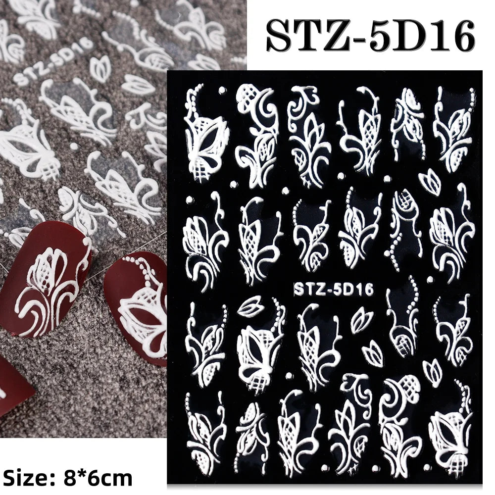 Cute Deer Christmas Nail Stickers 5D Embossed Elk Star Gingerbread Man Snowflake Santa Claus Holly DIY Winter Engraved Manicure* (ONLINE ORDER ONLY)