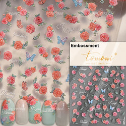 Flowers Blooming Cherry Blossom Sakura Living Peach Branch 5D Soft Relief Spring Adhesive Nail Art Sticker Chic Manicure Decals (ONLINE ORDER ONLY)