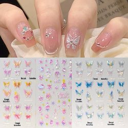 1pc Aurora Butterfly Nail Stickers Pink Butterfly Shell Light Beam Angel Wings Sliders Fairy Light & Lively Translucent Nail Dec (ONLINE ORDER ONLY)