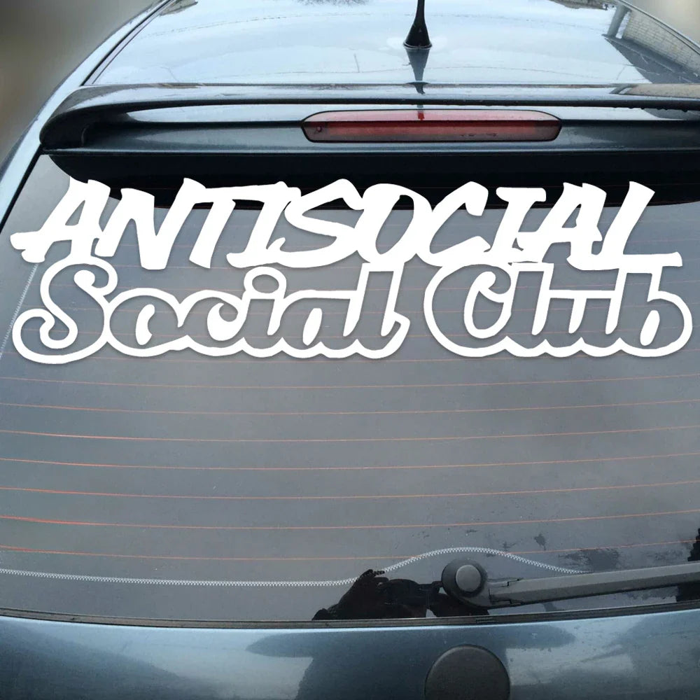 Antisocial Car Sticker for Windshield Banner Night Run JDM Sport Competition Style Waterproof Sunscreen Decorative Vinyl Decals (ONLINE ORDER ONLY)