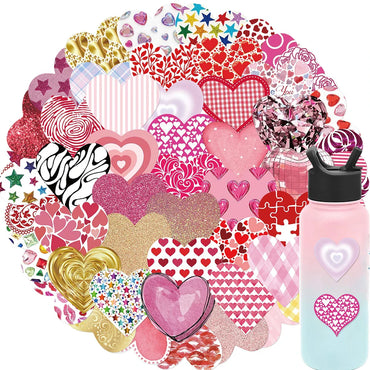 10/30/50PCS Pink Love Cute Heart Stickers Romantic Decals Graffiti Toys DIY Waterproof Phone Notebook Suitcase Bike Guitar Gifts (ONLINE ORDER ONLY)