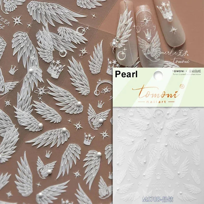 Charming Golden Gradient Shiny Rhinestone Jelly Butterfly Flower Petal Bowknot 3D Self Adhesive Nail Art Sticker Manicure Decals (ONLINE ORDER ONLY)
