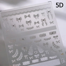 Charming White Shiny Pearl Rhinestone Wings Feathers Crown Moon Stars 3D Self Adhesive Nail Art Sticker Manicure Decal Wholesale (ONLINE ORDER ONLY)