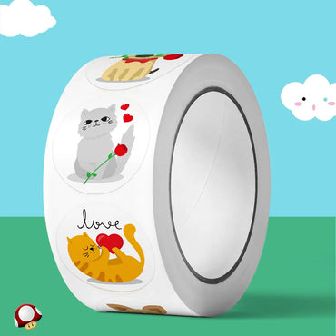100-500 Pcs 1inch Animal Pet Cat Dog Stickers Roll for Envelope Praise Reward Student Label Stationery Seal Lable Child Toy Gift (Online Order Only)