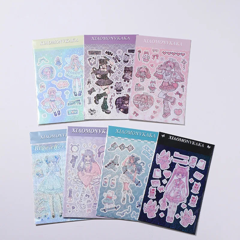 Sweet Cute Skateboard Girl Stickers Diary Scrapbooking DIY Album Decoration Sticker Aesthetic Personalized Kawaii Stationery (Online Order Only)