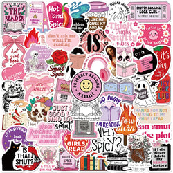 10/50pcs Pink Romance Smutty Reading Book Bookish Stickers Kindle Aesthetic Diary Stationery Scrapbook Phone Laptop Bike Sticker (ONLINE ORDER ONLY)