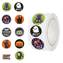500Pcs/Roll Hallowmas Cute Ghost Pumpkin Stickers Cartoon Sealing Decals DIY Letter Notebook Bike Fridge Phone Decoration Gifts (ONLINE ORDER ONLY)