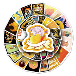 50Pcs Yellow Cartoon Waterproof Vinyl Stickers for Skateboard Snowboard (ONLINE ORDER ONLY)