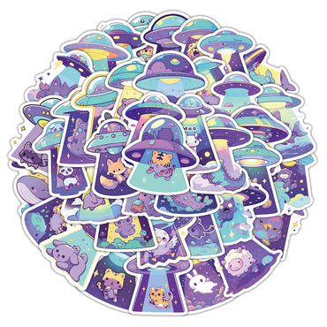 10/30/54PCS Funny UFO Graffiti Stickers Cute Animal Sticker Cat Dog Cartoon Decals Luggage Laptop Phone Guitar Bike Decoration (ONLINE ORDER ONLY)