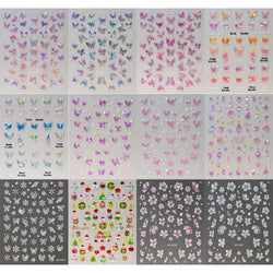 1pc Aurora Butterfly Nail Stickers Pink Butterfly Shell Light Beam Angel Wings Sliders Fairy Light & Lively Translucent Nail Dec (ONLINE ORDER ONLY)