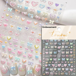 Chic Red Bowknot Silk Ribbon Pearl Elegant Line Self Adhesive Nail Art Stickers Dressy Rhinestone Manicure Decals Nail Supplies (Online Order Only)