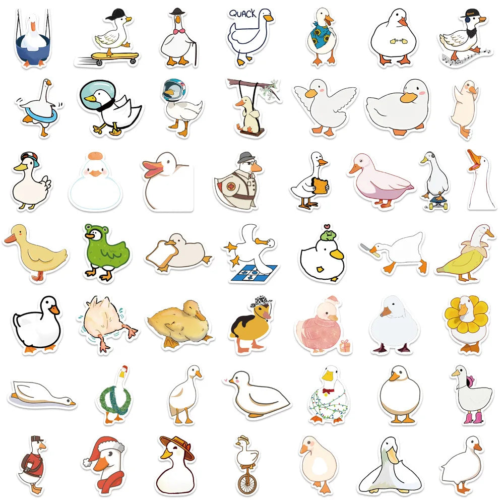 10/30/50PCS Funny Cartoon Cute Duck Stickers Animal DIY Skateboard Laptop Motorcycle Notebook Bike Graffiti Decals Kid Toys Gift (Online Order Only)