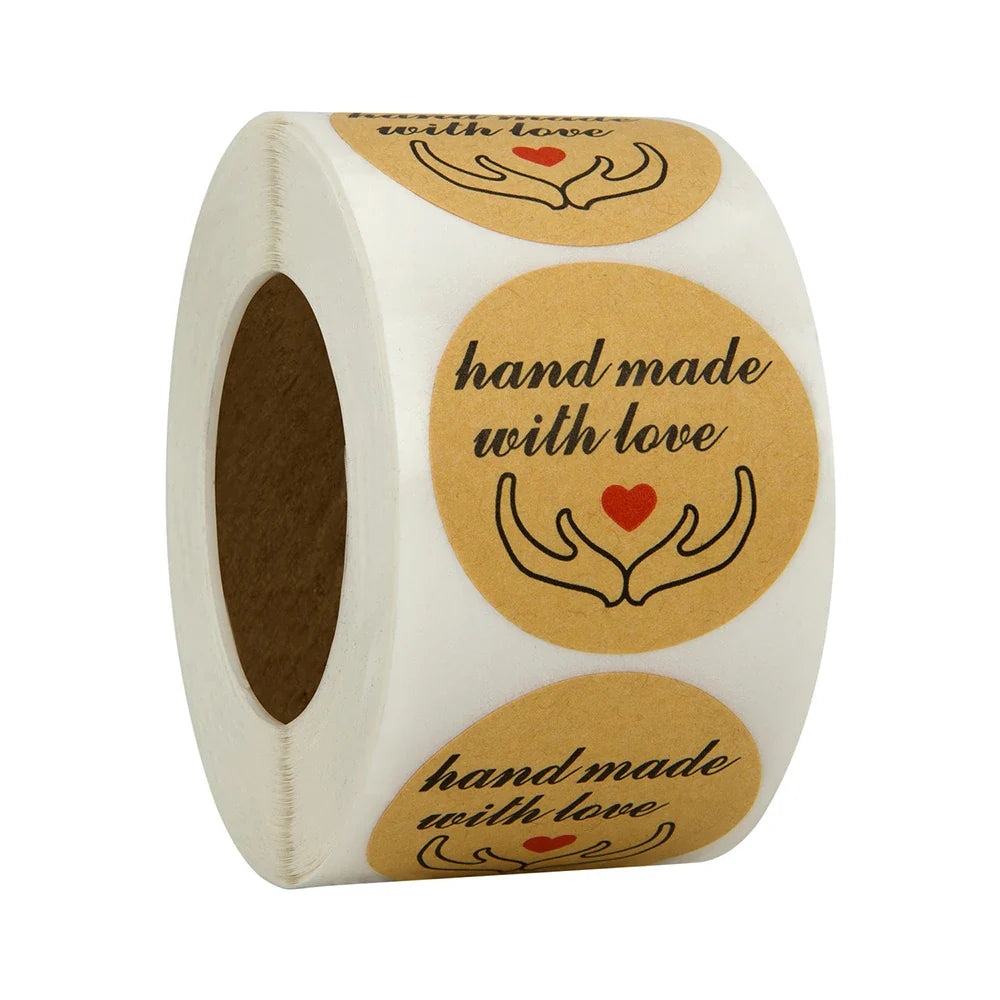 500pcs/roll Handmade with Love Letter Stickers Thank You Stickers Labels Wedding Box Gift Packing Decoration Stationery Stickers (ONLINE ORDER ONLY)