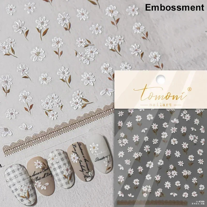 Hummingbird Iris Butterfly Peony Rose Tulip Daisy Lily Flowers Morning Glory Pearl Rhinestones Nail Art Sticker Decoration Decal (ONLINE ORDER ONLY)