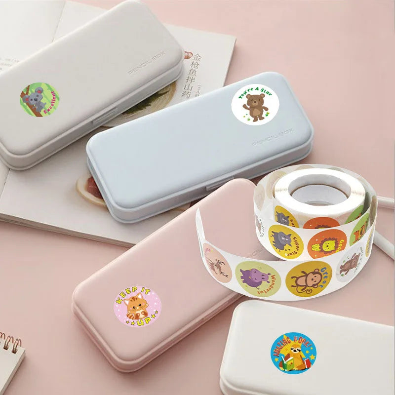 100-500PCS Children's Stickers DIY Gift Sealing Label Cartoon Animal Roll Stickers Photocard Decor Packaging Stickers for Kids (Online Order Only)