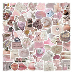 Kawaii Pink Aesthetic Stickers Cartoon Decals for Laptop Suitcase Scrapbook (Online Order Only)