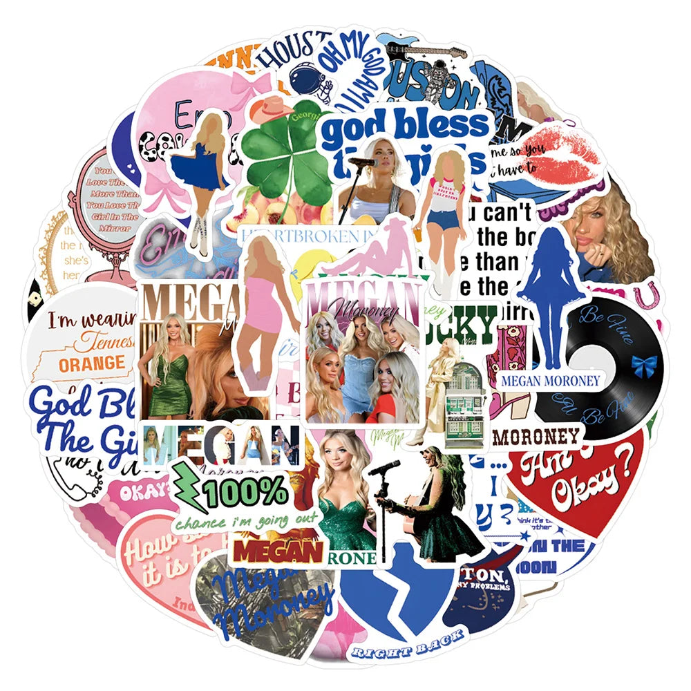 Megan Moroney Stickers 10/30/55pcs Waterproof DIY Album Skateboard Phone Bike Guitar Car Kids Gifts (Online Order Only)