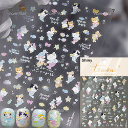 Colourful Ray Jellyfish Otter Cat Mermaid Octopus Starfish Bubbles Conch Shell Bowknot Summer Marine Nail Art Stickers Decals (ONLINE ORDER ONLY)