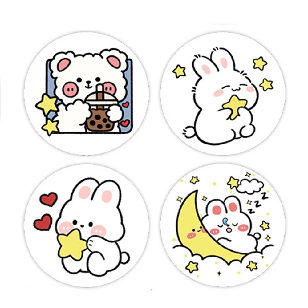 100-500pcs Children's Cartoon Animal Stickers Baby Stickers Kindergarten Inspirational Little Red Flower Reward Roll Stickers (ONLINE ORDER ONLY)