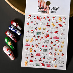 Cute Deer Christmas Nail Stickers 5D Embossed Elk Star Gingerbread Man Snowflake Santa Claus Holly DIY Winter Engraved Manicure* (ONLINE ORDER ONLY)