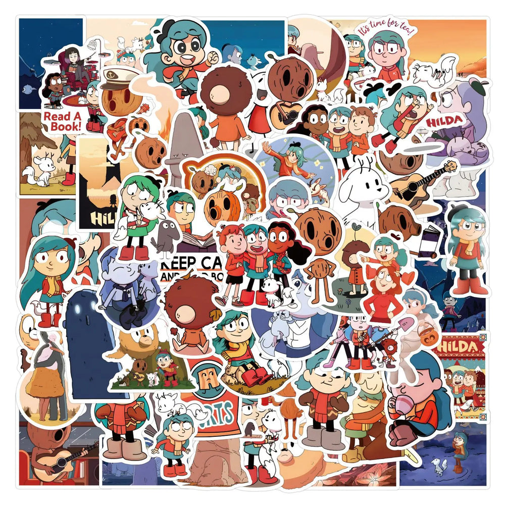 10/30/55/110PCS Hilda Stickers Funny Cartoon Stciekr Adventure Comics Decals Luggage Laptop Guitar Car Bike Skateboard Kids Toys (ONLINE ORDER ONLY)