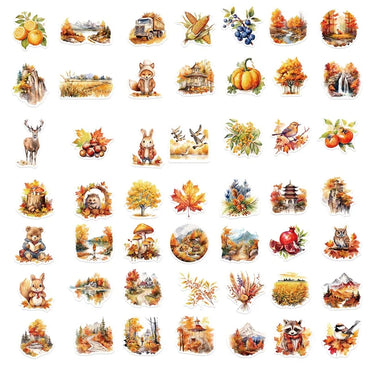 10/30/50PCS Cute Autumn Harvest Decoration Scrapbooking Colorful PVC Sticker Aesthetic Stationery School Supplies for Kids (ONLINE ORDER ONLY)