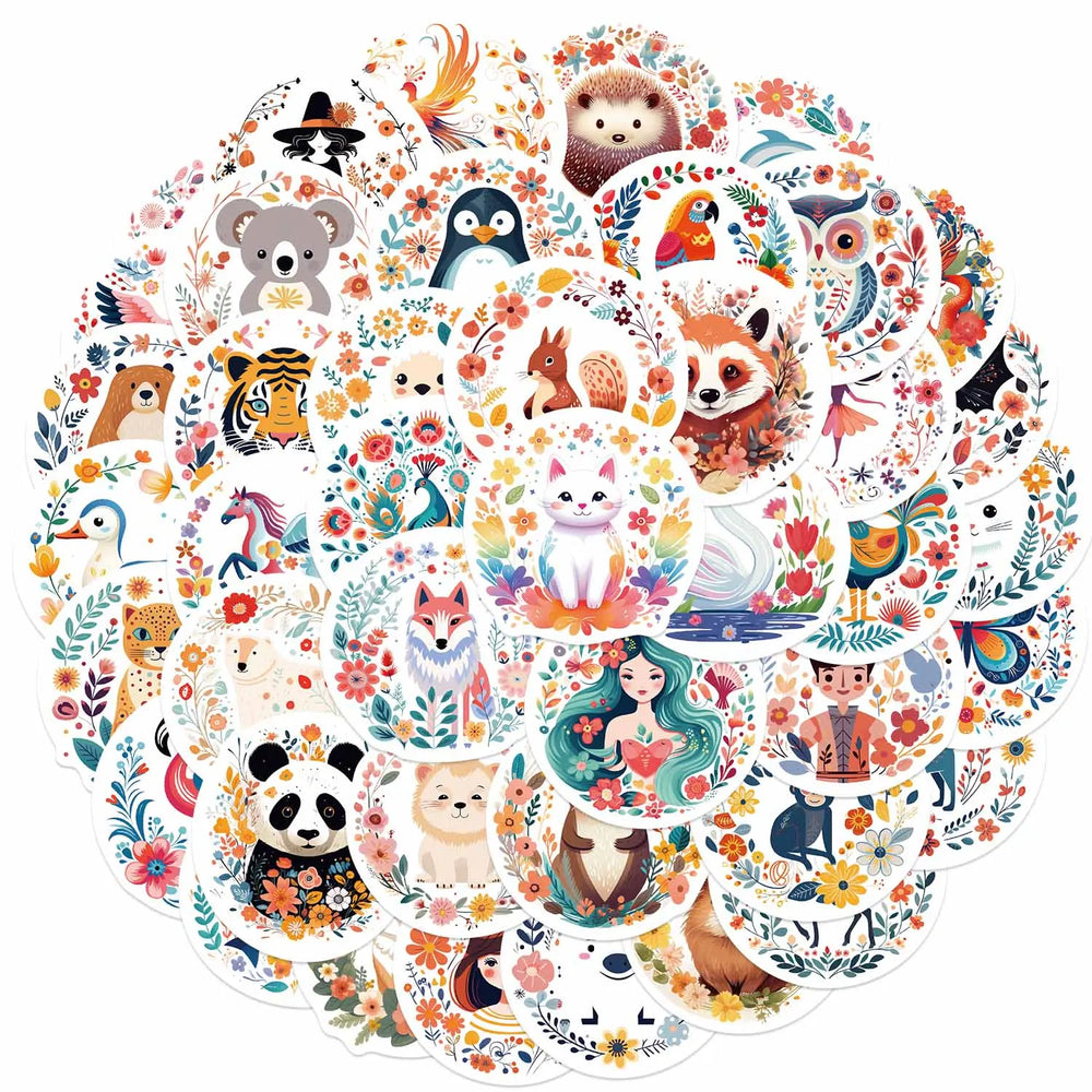 50pcs Jungle Zoo Wild Animal Stickers for Kids Boys Girl Baby Person Sticker Notebook Water Bottle Luggage Laptop Phon (ONLINE ORDER ONLY)