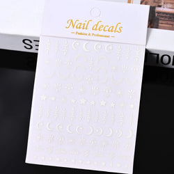 1 Sheet Star Nail Art Stickers 3d Self Adhesive Nail Decals Black White Golden Silver Color Star Design Nail Supplies Accessory (ONLINE ORDER ONLY)
