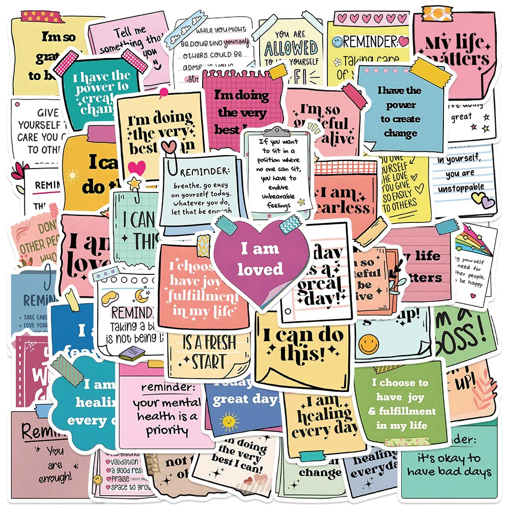 50PCS Inspirational Quote Stickers for DIY, Laptop, Luggage, Skateboard, Kid Gift (ONLINE ORDER ONLY)