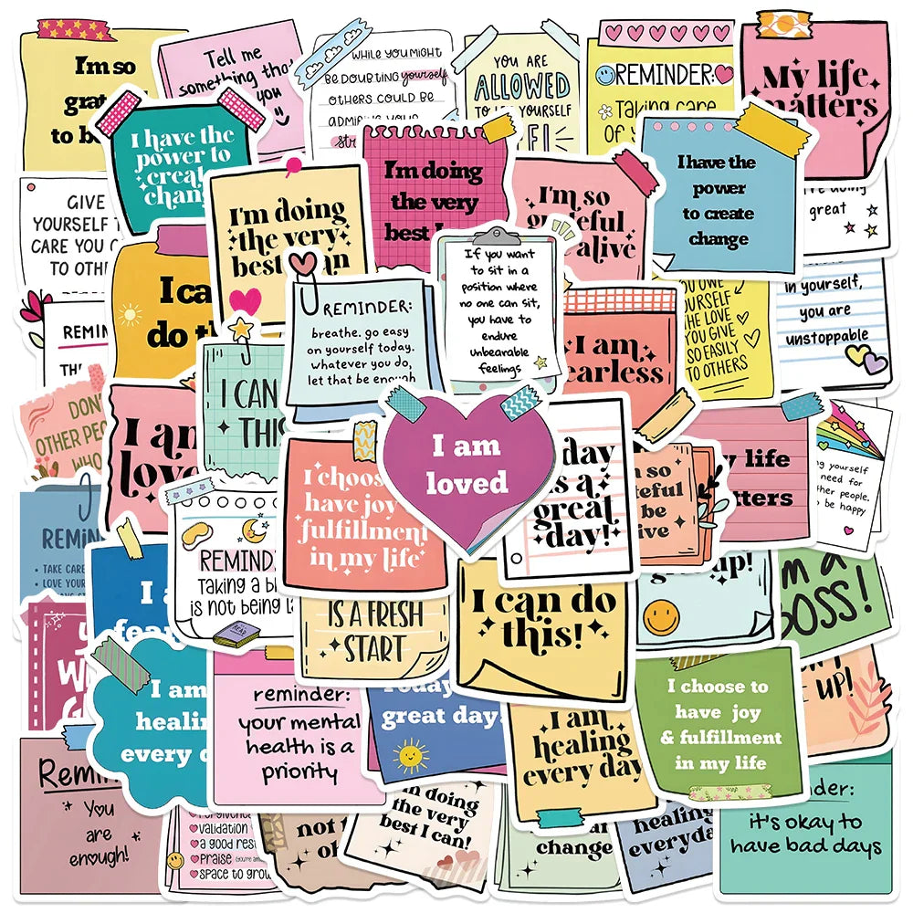 50PCS Inspirational Quote Stickers for DIY, Laptop, Luggage, Skateboard, Kid Gift (ONLINE ORDER ONLY)