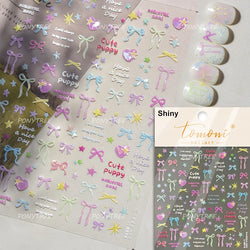 Black Rabbit Bunny Ribbon Bowknot Flower Cake Daisy Dessert Knife Fork Butterfly Self Adhesive Nail Art Stickers Manicure Decals (ONLINE ORDER ONLY)