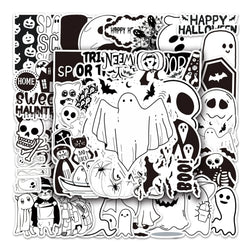 50Pcs Halloween Black White Cartoon Waterproof Vinyl Stickers for Skateboard Snowboard (Online Order Only)