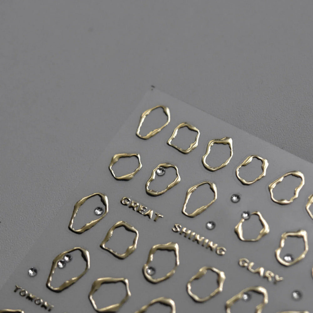 Gold Silver Line Irregular Shape Shiny Rhinestone 5D Bronzing Soft Relief Self Adhesive Nail Art Stickers Nail Decoration Decals (ONLINE ORDER ONLY)