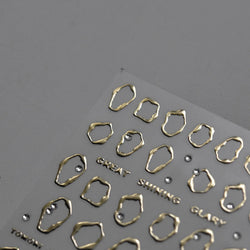 Gold Silver Line Irregular Shape Shiny Rhinestone 5D Bronzing Soft Relief Self Adhesive Nail Art Stickers Nail Decoration Decals (ONLINE ORDER ONLY)
