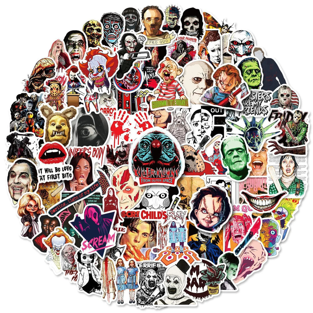 Horror Thriller Stickers 10/50/100pcs for Phone, Helmet, Laptop, Skateboard (ONLINE ORDER ONLY)