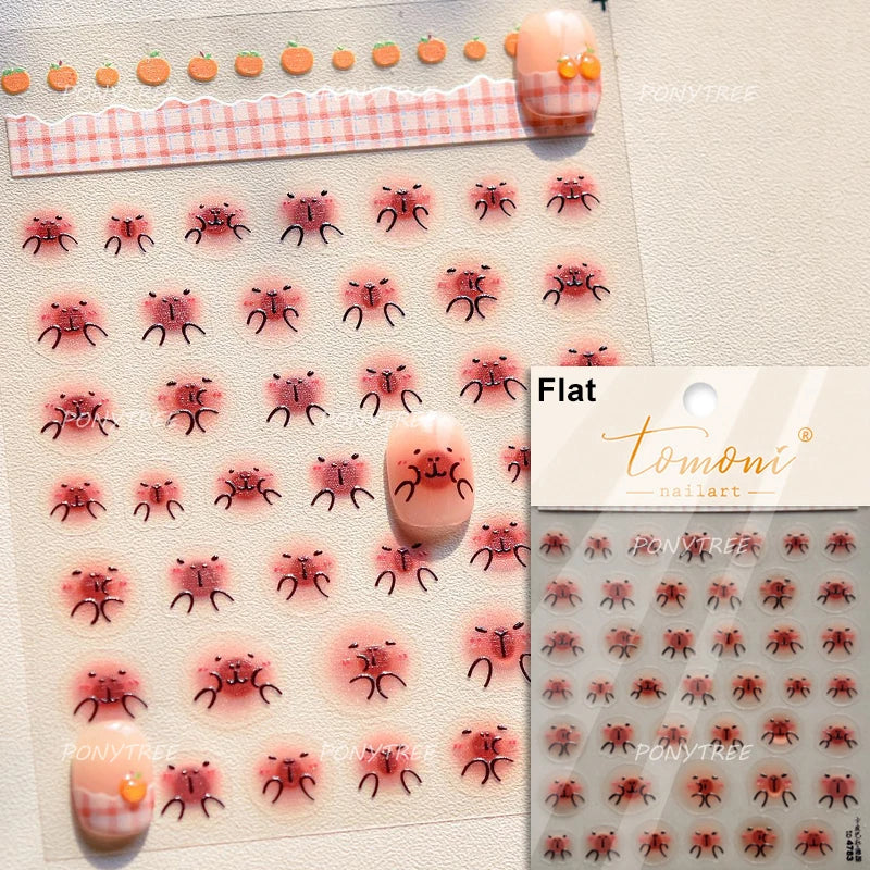 Cute Little Cat Colourful Flower Bowknot Umbrella Rain Boot Paintings Paper Boat Daisy Duckling Nail Art Sticker Manicure Decals (ONLINE ORDER ONLY)