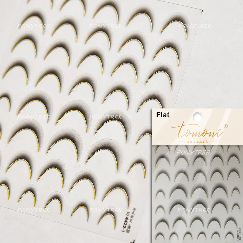 Golden Ink Brush Hot Stamping Irregular Lines Texture Sensation Moon Advanced Feeling Adhesive Nail Art Sticker Manicure Decals (Online Order Only)