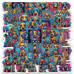 50pcs Colorful Cool Cartoon Aesthetic Dogs Graffiti DIY Waterproof Stickers For Laptop Guitar Luggage Phone Decals (ONLINE ORDER ONLY)