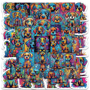 50pcs Colorful Cool Cartoon Aesthetic Dogs Graffiti DIY Waterproof Stickers For Laptop Guitar Luggage Phone Decals (ONLINE ORDER ONLY)