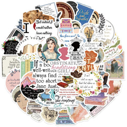 Jane Austen Graffiti Stickers Decal Pack for Laptop, Motorcycle, Luggage, Snowboard, Fridge (ONLINE ORDER ONLY)